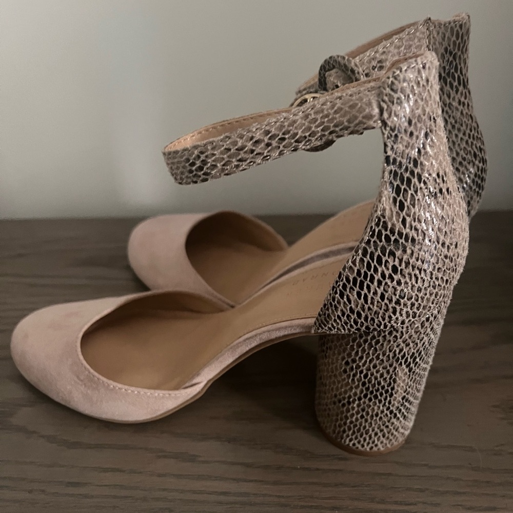 LC Lauren Conrad Snakeskin and Suede Heels